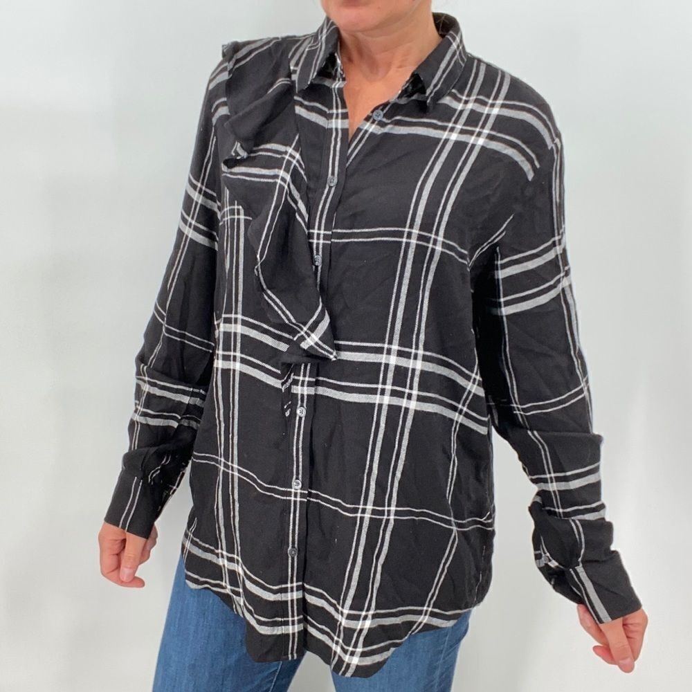 Banana Republic Dillon Plaid Button down large top